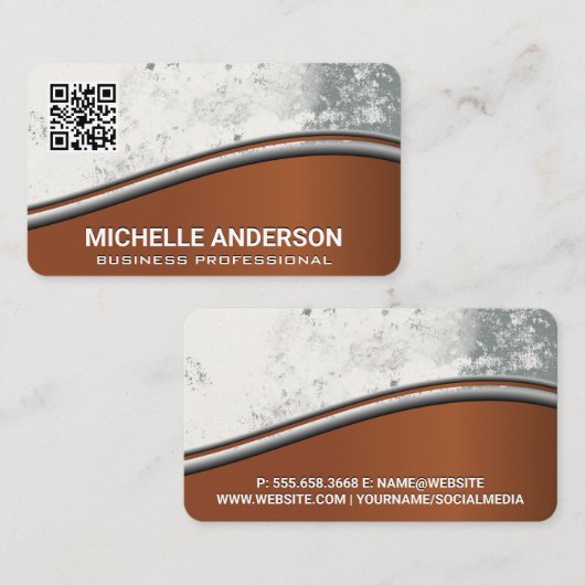 Texture Background | Brown | QR Visitenkarte (Vorne/Hinten)