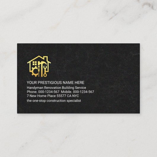 Texture Gold Handyman Tools Lines Visitenkarte (Rückseite)