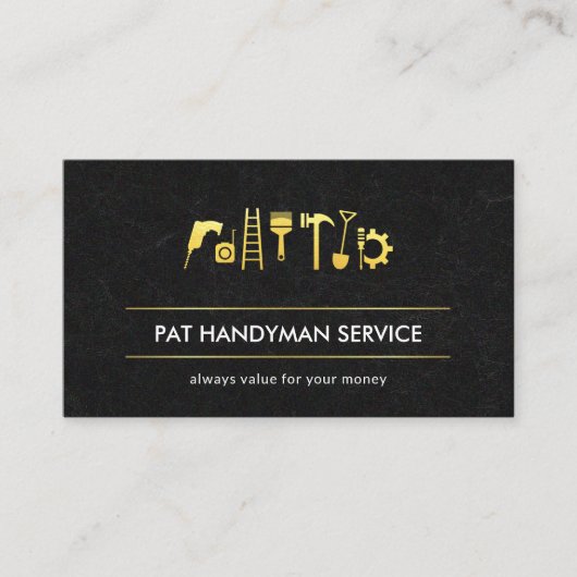 Texture Gold Handyman Tools Lines Visitenkarte (Vorderseite)