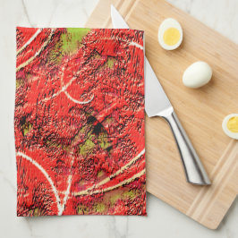 Texture in some living coral with tea green faults geschirrtuch