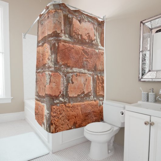 Texture of old weathered brick. Background of old  Duschvorhang (Beispiel)