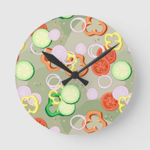 Texture With Slices Of Vegetables Runde Wanduhr