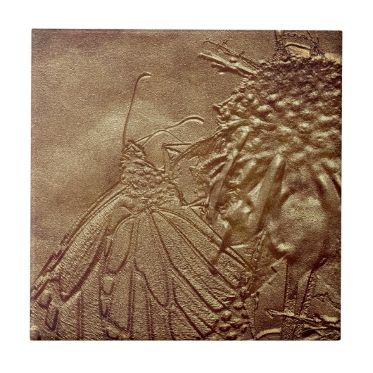 Textured Aged Butterfly Nature Art Tile Fliese (Vorderseite)