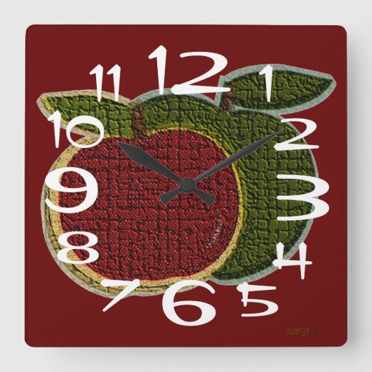 Textured Apples Quadratische Wanduhr (Vorderseite)
