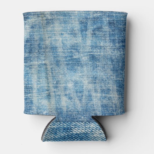 Textured Blue Denim Nah-Up Dosenkühler (Vorderseite)