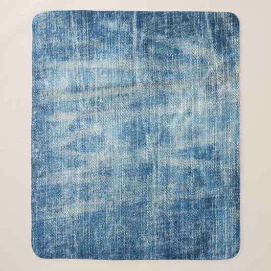 Textured Blue Denim Nah-Up Sherpadecke (Vorderseite)