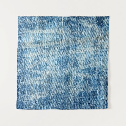 Textured Blue Denim Nah-Up Wandteppich (Vorderseite (Horizontal))