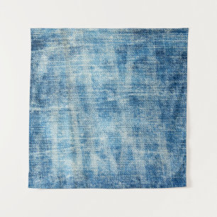 Textured Blue Denim Nah-Up Wandteppich