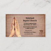 Textured Brown Praying Hands Three Cross Church Visitenkarte (Vorderseite)