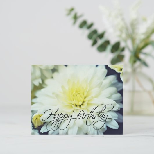 Textured Chrysanthemum Happy Birthday Postkarte (Stehend Vorderseite)