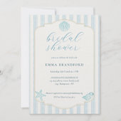 Textured Coastal Seashell Nautical Bridal Shower Einladung (Vorderseite)