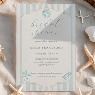 Textured Coastal Seashell Nautical Bridal Shower Einladung