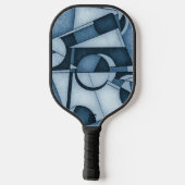 Textured Cyanotype Geometric Abstract Art Pickleball Schläger (Rückseite)