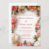 Textured Floral Wreath Wedding Einladung (Vorne/Hinten)