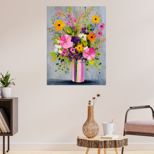 Textured Flowers in a Vase Poster (Wohnzimmer 3)