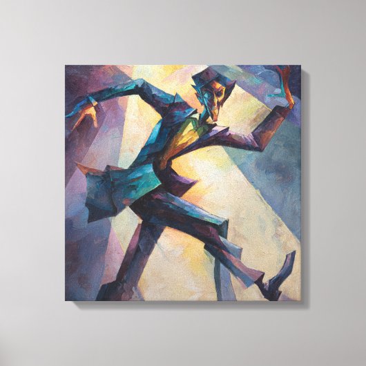 Textured Geometric Expressionist Man Dancing Leinwanddruck (Vorderseite)