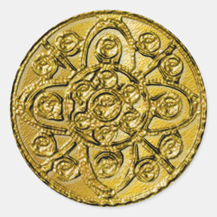 Textured Gold Filigree Runder Aufkleber