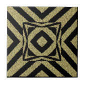 Textured Gold Geometric Chevron Pattern Fliese (Vorderseite)