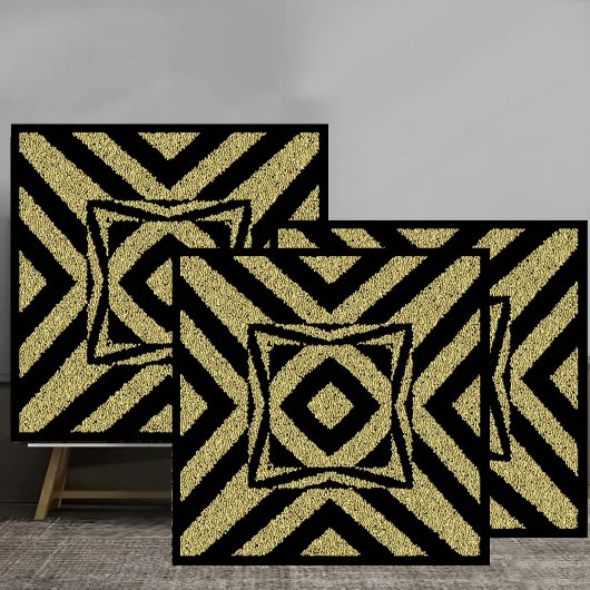 Textured Gold Geometric Chevron Pattern Fliese