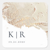 Textured Gold Imitate Foil Elegante Hochzeit Quadratischer Aufkleber (Vorderseite)