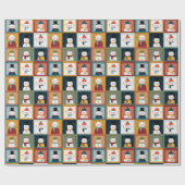 Textured Grid of Festive Snowmen Geschenkpapier (Flach)