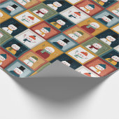 Textured Grid of Festive Snowmen Geschenkpapier (Ecke)