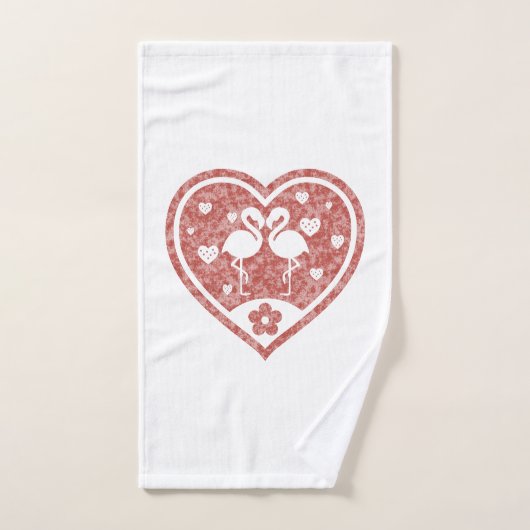 Textured Heart Flamingo Liebe Badhandtuch Set (Handtuch)