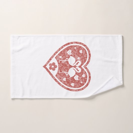 Textured Heart Flamingo Liebe Badhandtuch Set (Handtuch)