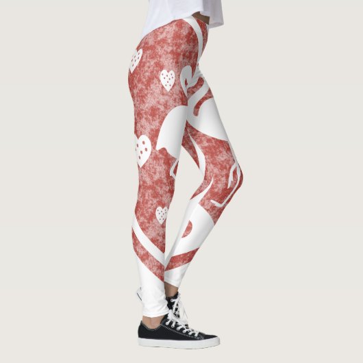 Textured Heart Flamingo Liebe - Benutzerdefinierte Leggings (Rechts)
