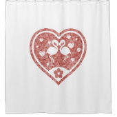 Textured Heart Flamingo Liebe Duschvorhang (Vorderseite)
