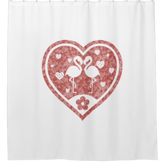 Textured Heart Flamingo Liebe Duschvorhang (Vorderseite)