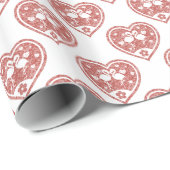 Textured Heart Flamingo Liebe Geschenkpapier (Rolleneckpunkt)