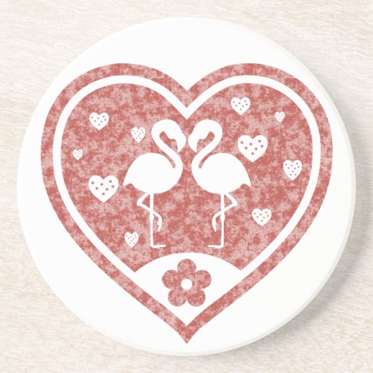 Textured Heart Flamingo Liebe Getränkeuntersetzer (Vorne)