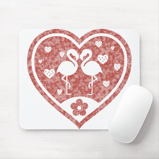 Textured Heart Flamingo Liebe Mousepad (Mit Mouse)