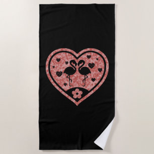 Textured Heart Flamingo Liebe Strandtuch