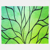 Textured Lime Green Creative Verlassen Muster Fleecedecke (Vorderseite (Horizontal))