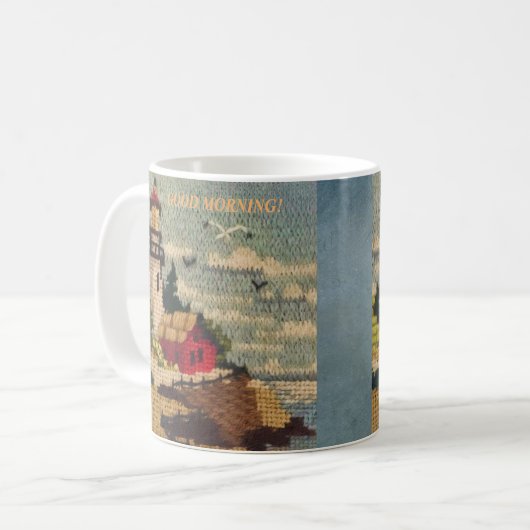 TEXTURED NEEDLEPOINT LIGHTHOS FRIEDLICHE SAASKAP KAFFEETASSE (Vorderseite Links)