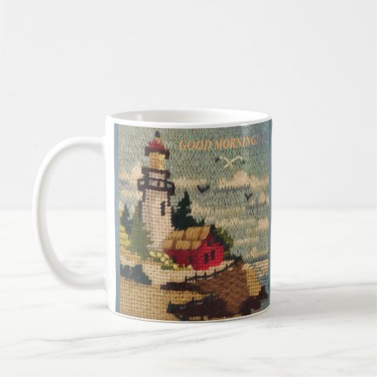 TEXTURED NEEDLEPOINT LIGHTHOS FRIEDLICHE SAASKAP  KAFFEETASSE (Links)