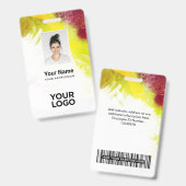 Textured Paint Employee Photo, Bar Code, Name Ausweis (Vorder- & Rückseite)