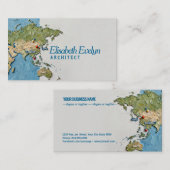 Textured Painted World Map with Marked Locations Visitenkarte (Vorne/Hinten)