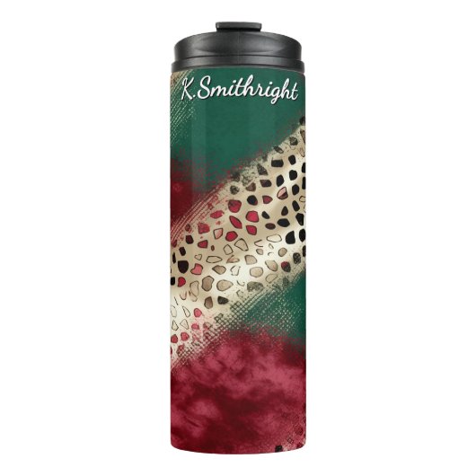 Textured Patchwork Animal Print Pattern Thermosbecher (Vorderseite)
