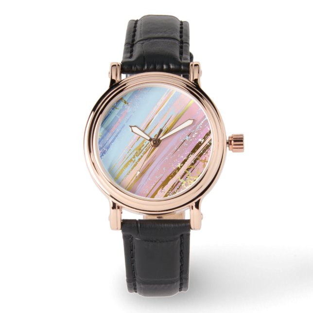 Textured Pink Background Armbanduhr (Vorderseite)