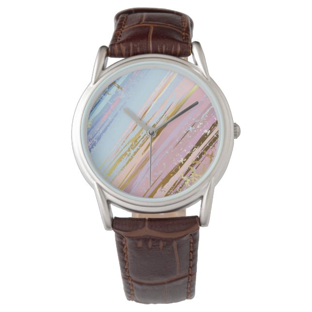 Textured Pink Background Armbanduhr (Vorderseite)