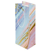 Textured Pink Background Geschenktüte Für Weinflaschen (Rückseite Schrägansicht)