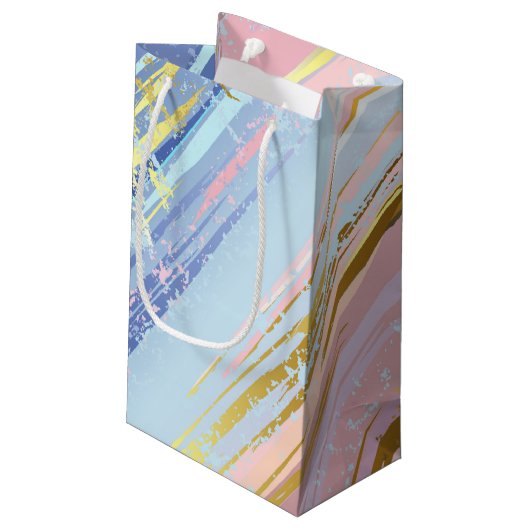 Textured Pink Background Kleine Geschenktüte (Rückseite Schrägansicht)