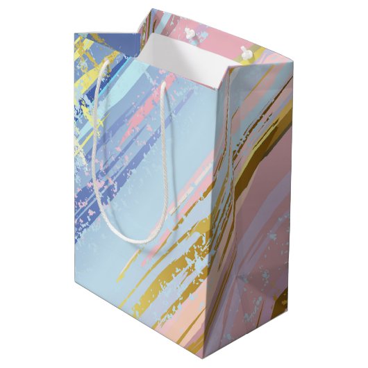 Textured Pink Background Mittlere Geschenktüte (Rückseite Schrägansicht)