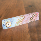 Textured Pink Background Namensplakette (Seite)