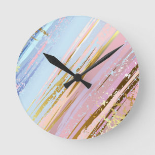 Textured Pink Background Runde Wanduhr