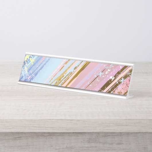 Textured Pink Background Schreibtischnamensplakette (Vorderseite )