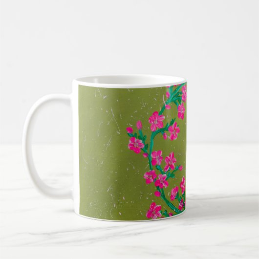 Textured Pink Flower Wreath Painting Kaffeetasse (Links)